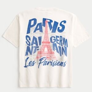 New! Hollister 🇫🇷⚽️✨Paris Graphic UNISEX Tee - White and Blue